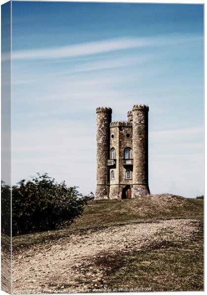 Broadway Tower - A Folly In the Heart Of The Cotsw Canvas Print by Peter Greenway