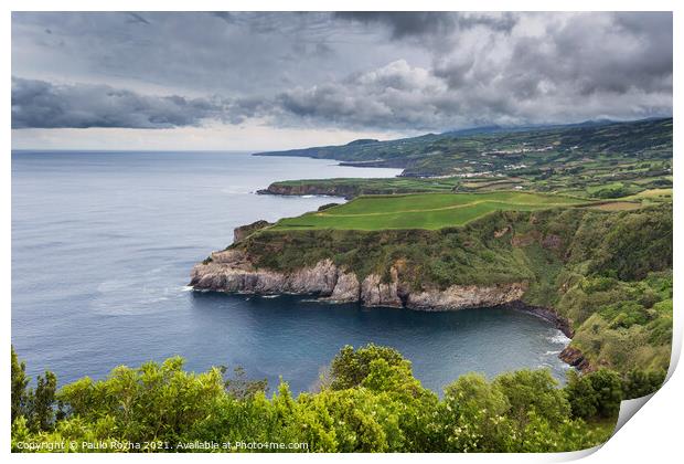 Azores, Sao Miguel island north coast panorama Print by Paulo Rocha
