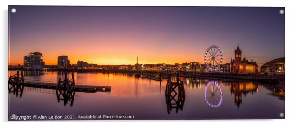 Majestic Cardiff Bay Sunset Acrylic by Alan Le Bon