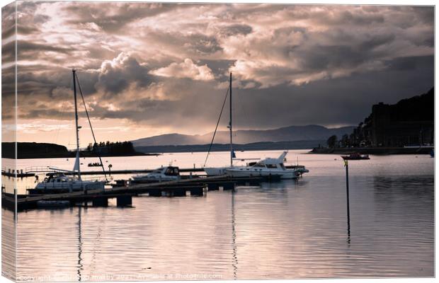 Sunset Oban harbour  Canvas Print by christian maltby