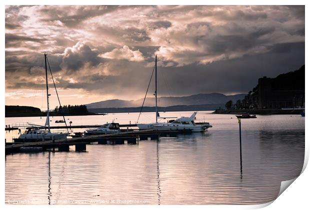 Sunset Oban harbour  Print by christian maltby