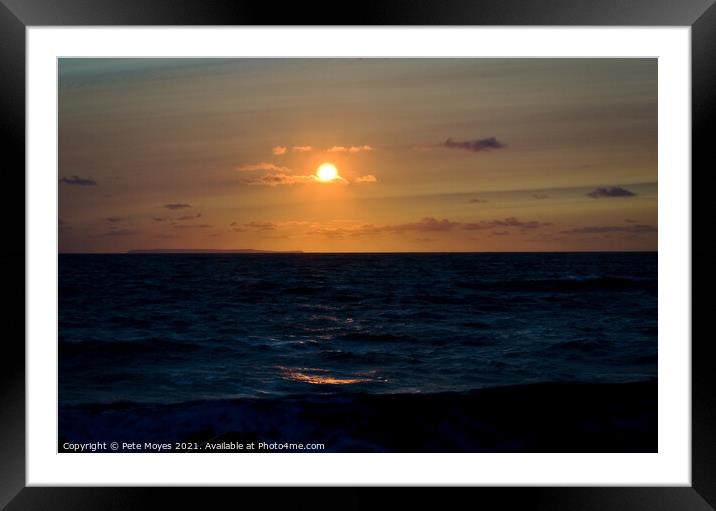 Midsummer Sunset over Lundy  Framed Mounted Print by Pete Moyes