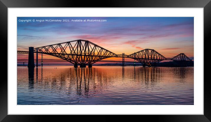 Forth Rail Bridge at sunset Framed Mounted Print by Angus McComiskey