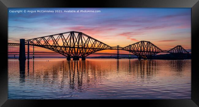 Forth Rail Bridge at sunset Framed Print by Angus McComiskey