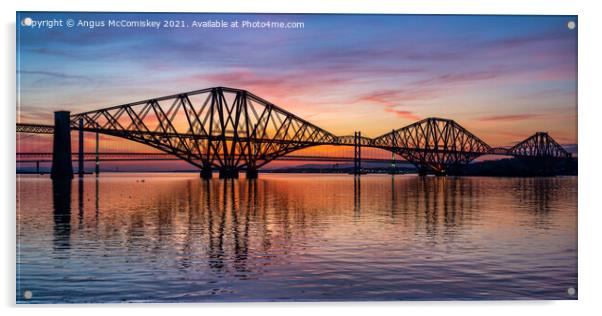Forth Rail Bridge at sunset Acrylic by Angus McComiskey