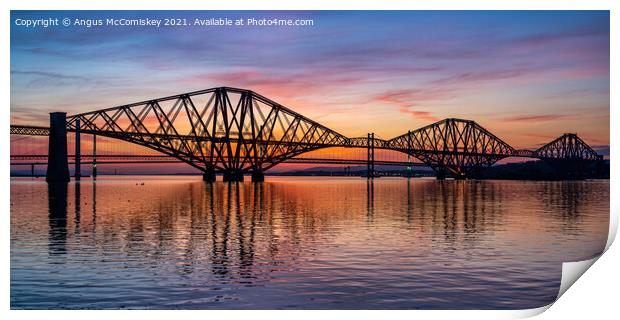 Forth Rail Bridge at sunset Print by Angus McComiskey