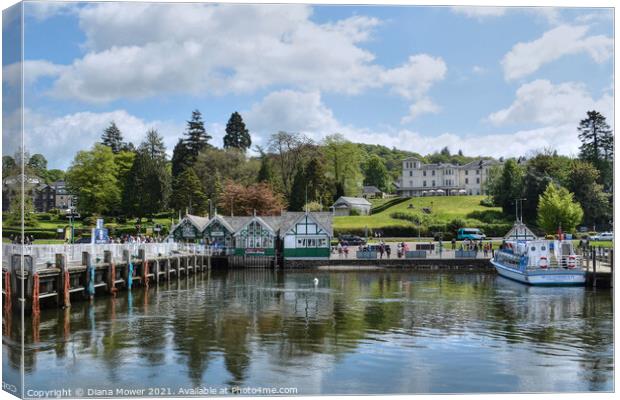 The Pier at Bowness on Windermere Canvas Print by Diana Mower