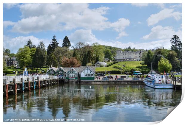 The Pier at Bowness on Windermere Print by Diana Mower
