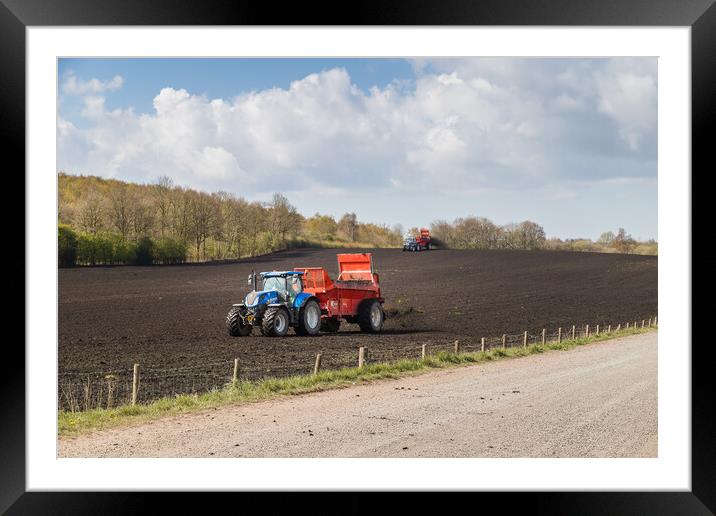 Tractors muck spreading Framed Mounted Print by Jason Wells