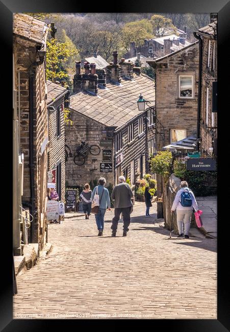 Haworth Main Street Yorkshire Framed Print by Phil Longfoot