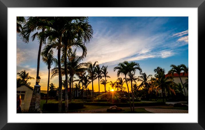 Caribbean sunset  Framed Mounted Print by Michael Crossland