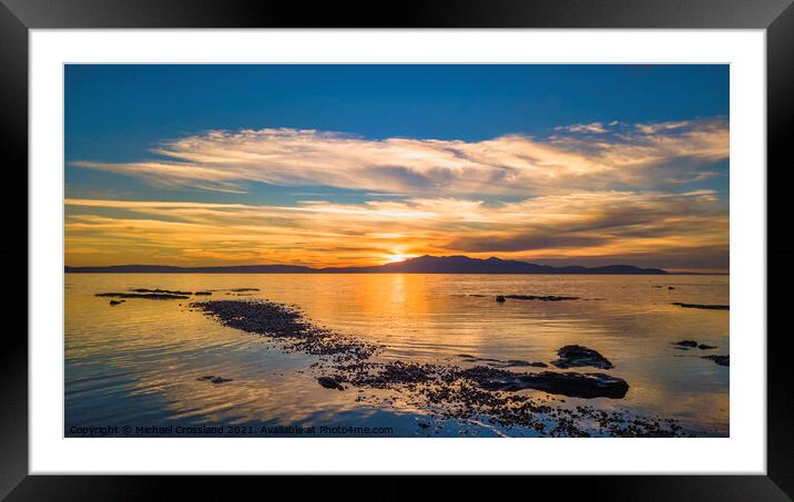 sunset from Ardrossan Beach Framed Mounted Print by Michael Crossland