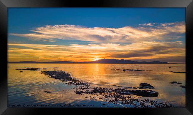 sunset from Ardrossan Beach Framed Print by Michael Crossland