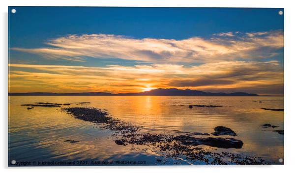 sunset from Ardrossan Beach Acrylic by Michael Crossland