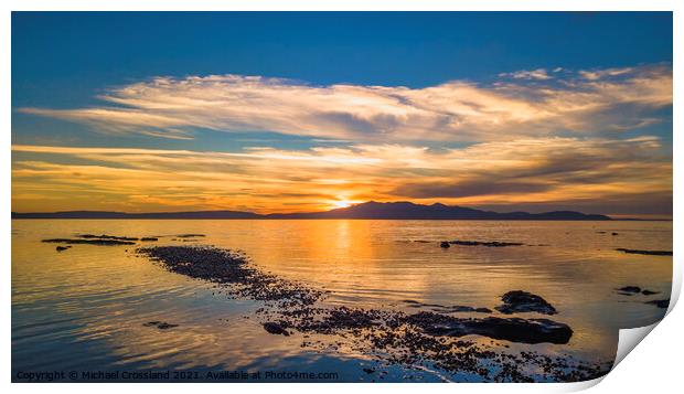 sunset from Ardrossan Beach Print by Michael Crossland