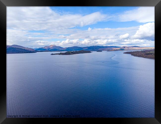 Loch Lomond from the air Framed Print by Michael Crossland