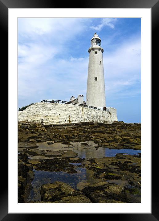 St. Mary's Lighthouse Framed Mounted Print by Kevin Tate