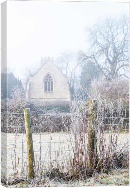 Frozen Landscape In Rural Oxfordshire Canvas Print by Peter Greenway