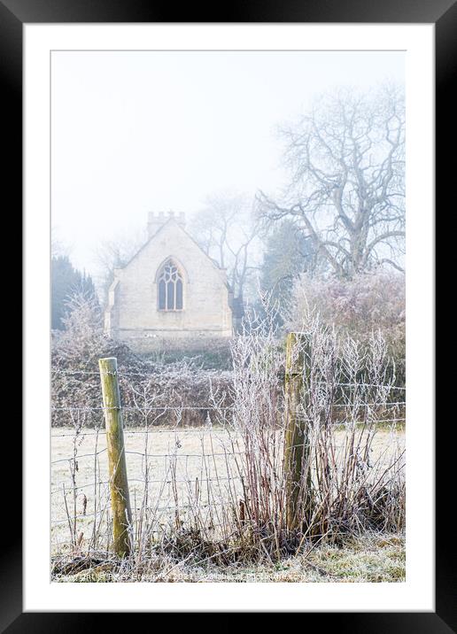 Frozen Landscape In Rural Oxfordshire Framed Mounted Print by Peter Greenway