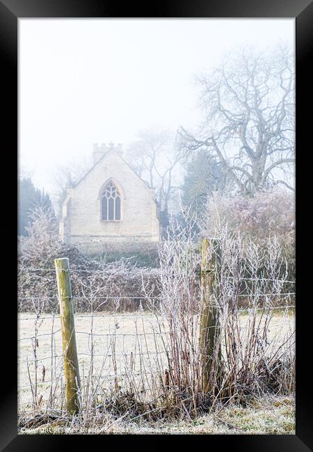 Frozen Landscape In Rural Oxfordshire Framed Print by Peter Greenway