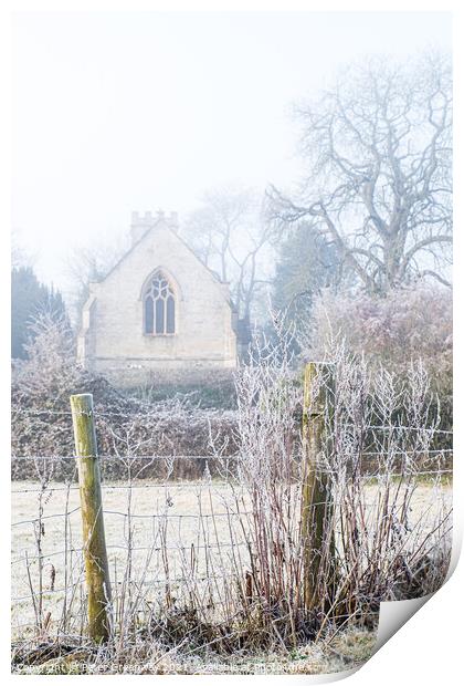 Frozen Landscape In Rural Oxfordshire Print by Peter Greenway