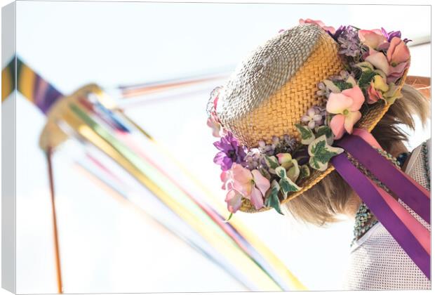 Celebrations Flower Hat and Maypole Canvas Print by Peter Greenway