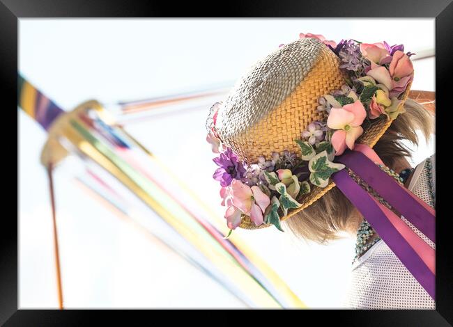 Celebrations Flower Hat and Maypole Framed Print by Peter Greenway