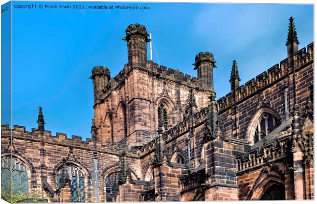 Chester Cathedral, Close up of one of the towers Canvas Print by Frank Irwin