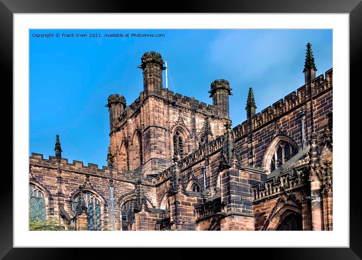 Chester Cathedral, Close up of one of the towers Framed Mounted Print by Frank Irwin