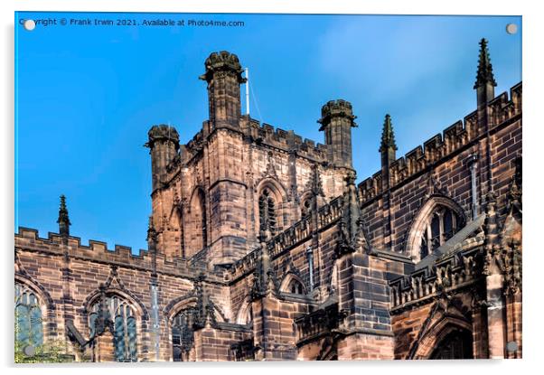 Chester Cathedral, Close up of one of the towers Acrylic by Frank Irwin