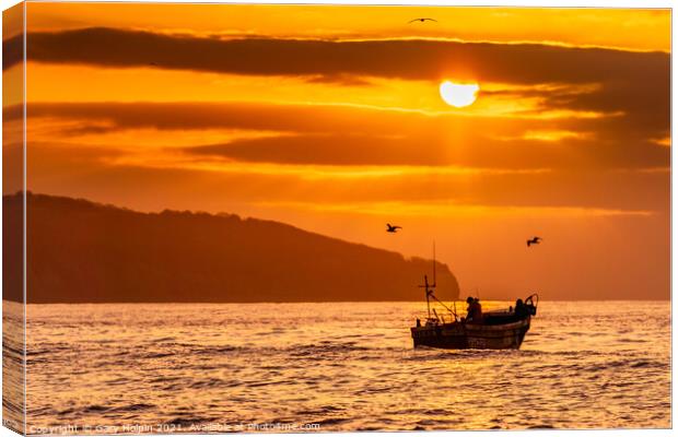 Fishing boat at sunrise Canvas Print by Gary Holpin