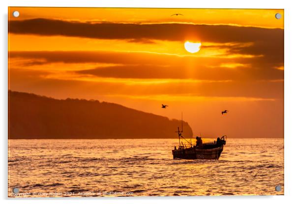Fishing boat at sunrise Acrylic by Gary Holpin
