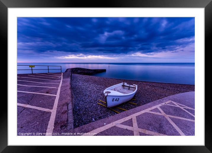 Boat in the blue hour on Sidmouth Beach Framed Mounted Print by Gary Holpin