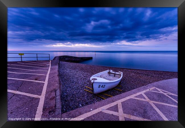 Boat in the blue hour on Sidmouth Beach Framed Print by Gary Holpin