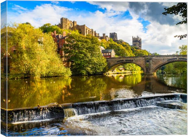 Durham Cathedral and Weir  Canvas Print by June Ross