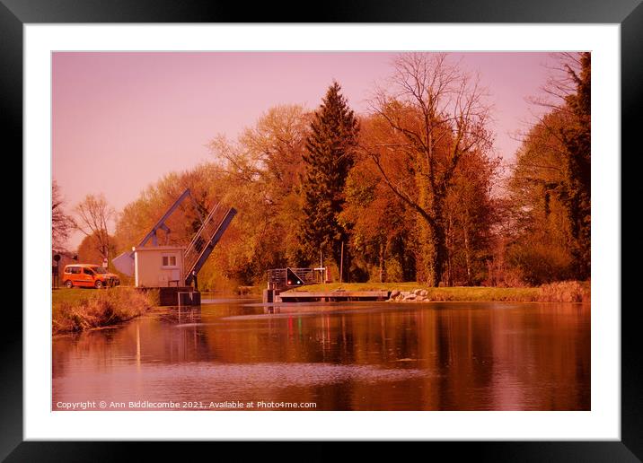 Eclusier Vaux the Bridge over the Canal Framed Mounted Print by Ann Biddlecombe