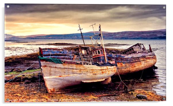 Fishing boats at Salen, Isle of Mull. Acrylic by Chris Drabble