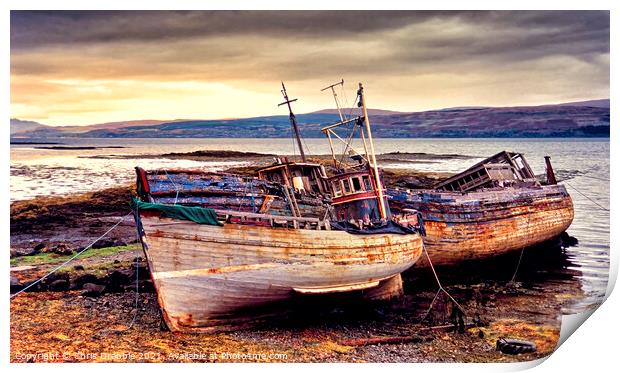 Fishing boats at Salen, Isle of Mull. Print by Chris Drabble