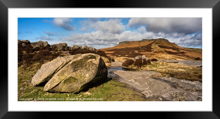 Looking over to Higger Tor from Carl Wark Framed Mounted Print by Chris Drabble