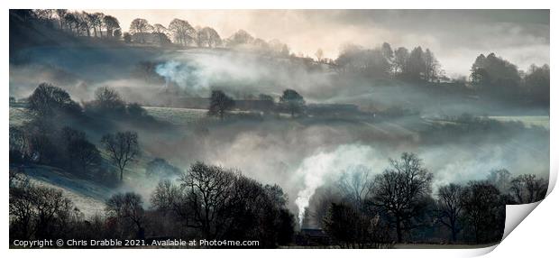 Morning mist in the Derwent Valley.  Print by Chris Drabble