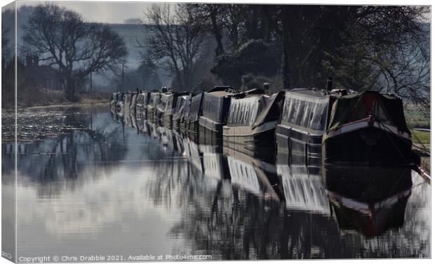 Narrow Boats on Chesterfield Canal Canvas Print by Chris Drabble