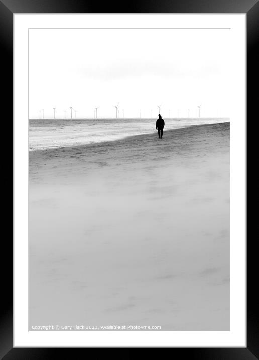 Solitary Man walking on the beach at Huttoft on the Lincolnshire Coast Framed Mounted Print by That Foto