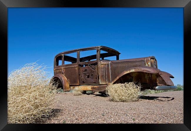  Tumbleweed and Rusty Car, Arizona Framed Print by Arterra 