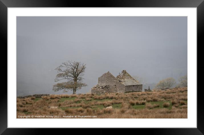 Dilapidated Building in an April snow shower Framed Mounted Print by Heather Athey