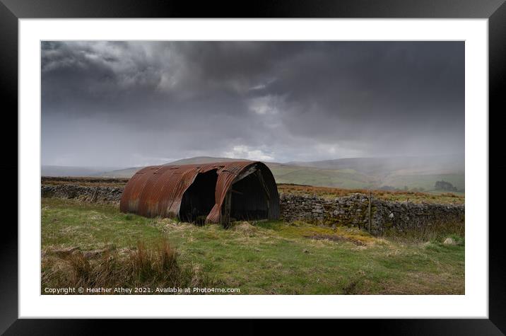rusty old shed in North Pennine AONB Framed Mounted Print by Heather Athey