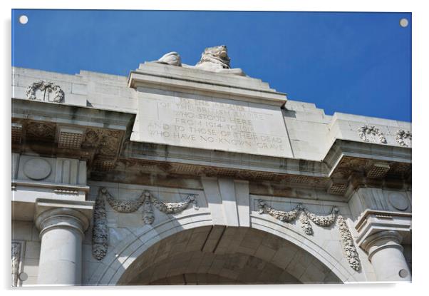Menin Gate World War One Memorial, Ypres Acrylic by Arterra 