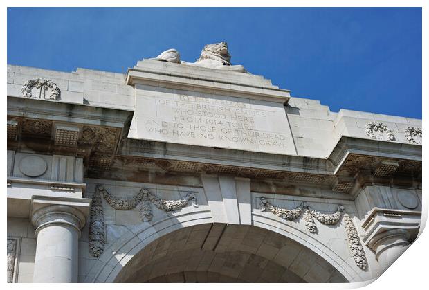 Menin Gate World War One Memorial, Ypres Print by Arterra 