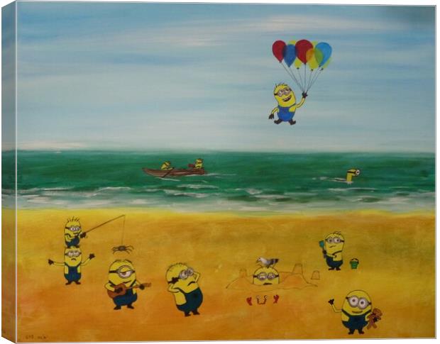 Minions at the seaside Canvas Print by Steve Boston