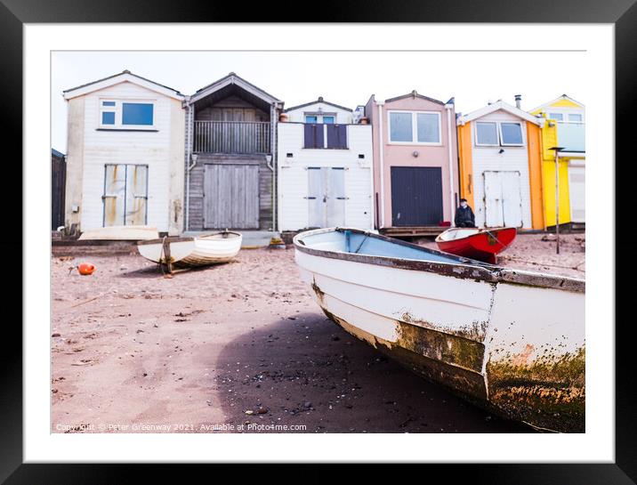 Boats Moored At Low Tide On The Back Beach At Teignmouth, Devon Framed Mounted Print by Peter Greenway