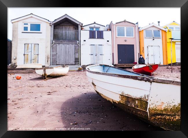 Boats Moored At Low Tide On The Back Beach At Teignmouth, Devon Framed Print by Peter Greenway